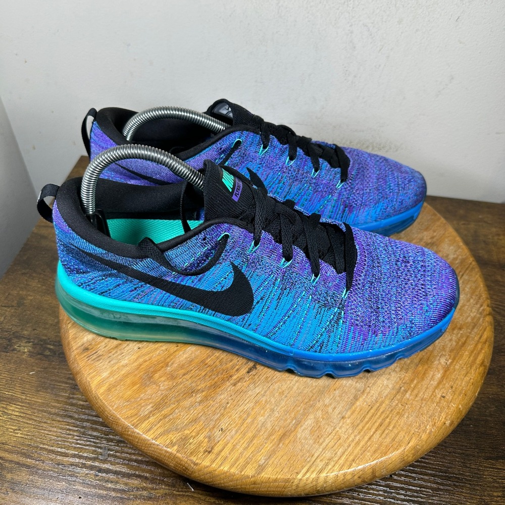 Nike Flyknit Max Mens 10.5 Blue Purple Teal Running Shoes 620469-500